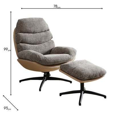 Khloe Rocking Accent Swivel Chair with Footstool – Latte