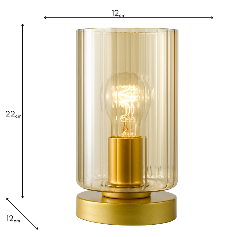 Daylin Table Lamp Satin Gold/Amber Ribbed Glass - Lighting Collection