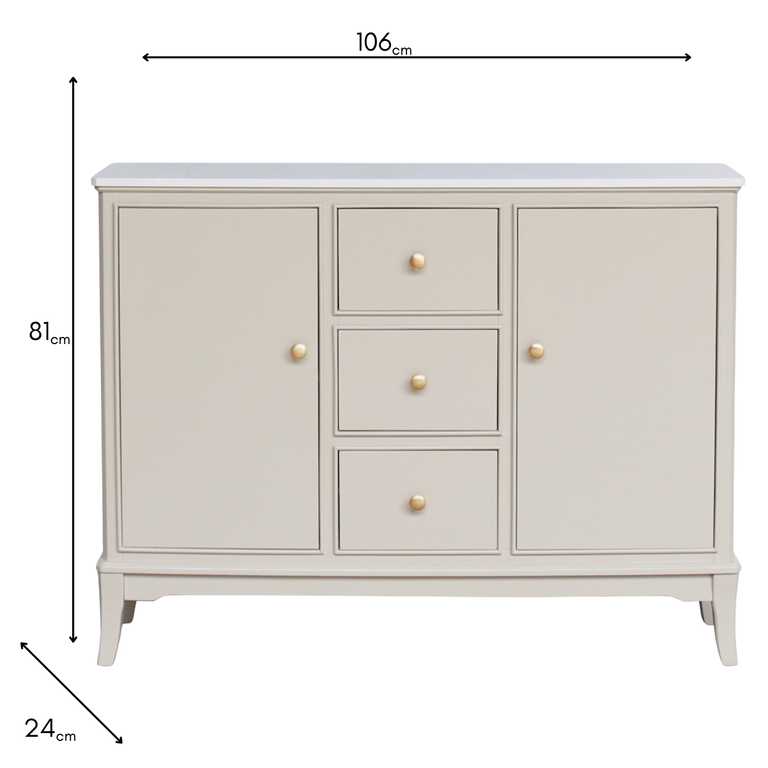 Monroe Marble Top Sideboard – Stone Color Wooden Sideboard