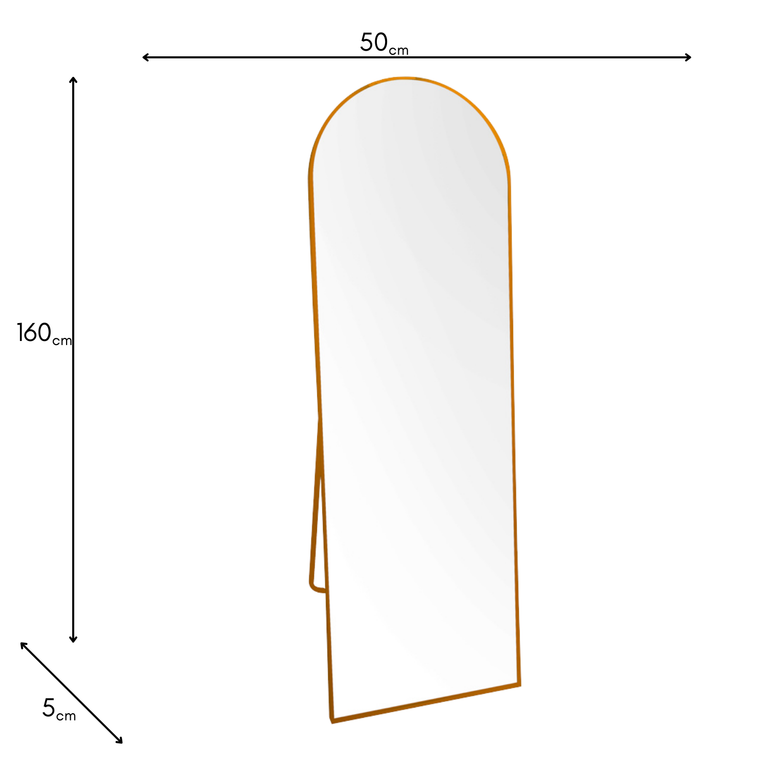 Modena Floor Standing Arch Mirror Gold – Full Length 160 cm
