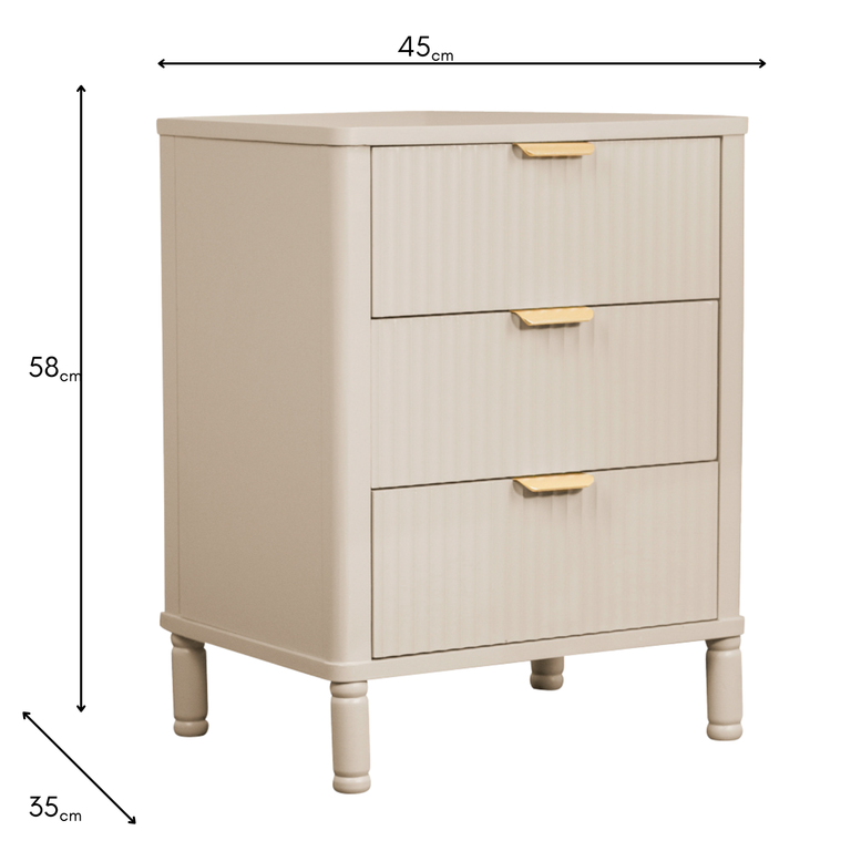 Parson 3 Drawer Locker – Modern Wooden Bedside Table with Storage