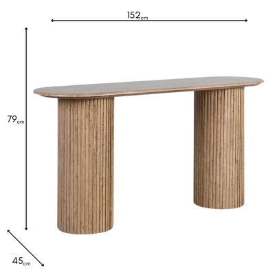 Travertine Pillar Console – Modern Beige Narrow Console Table