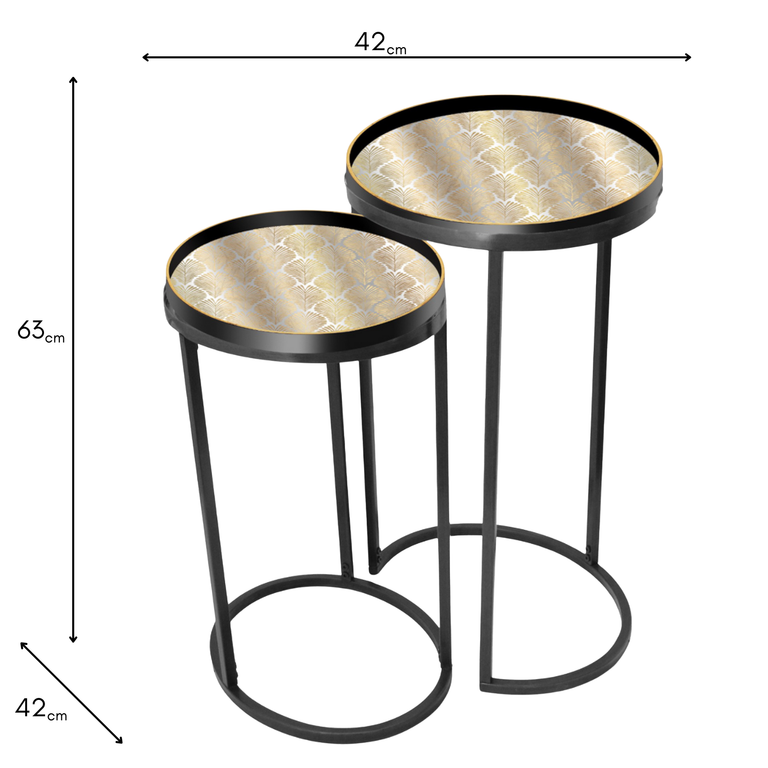 Bruna Nest of Tray Tables Black/Gold – Stylish Tray Table Set