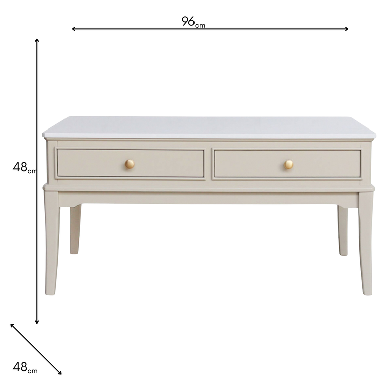 Monroe Coffee Table With Marble Top & Drawers – Living Room Table