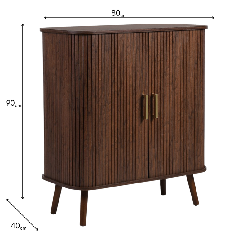 Walnut Ernie Cabinet – Modern Walnut Cabinet with Sliding Doors