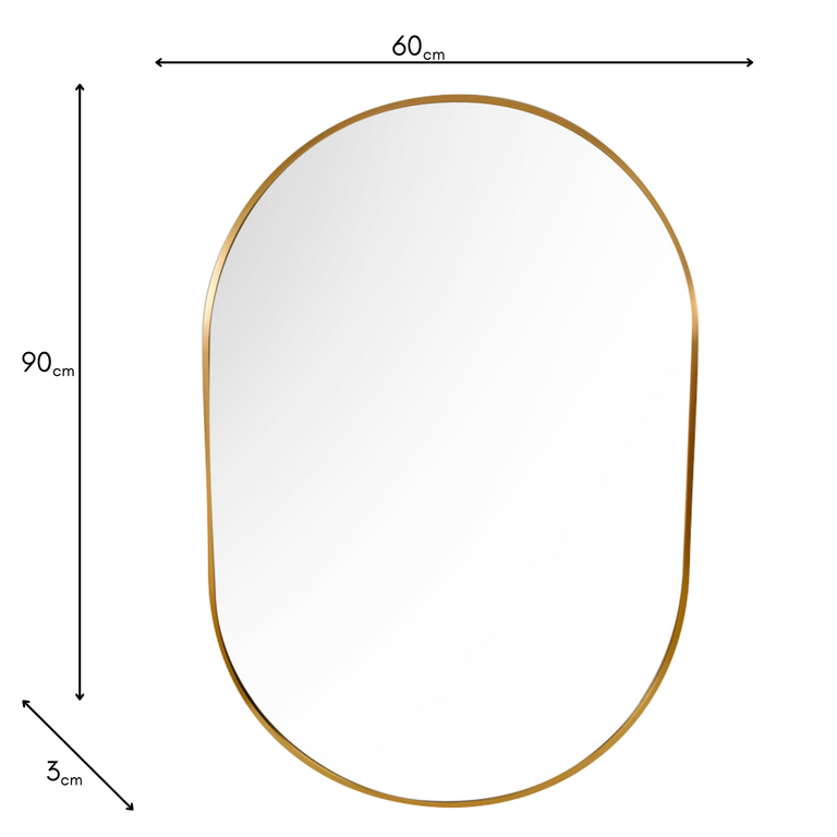 Modena Oval Wall Mirror Gold 60x90 cm – Elegant Gold Oval Mirror