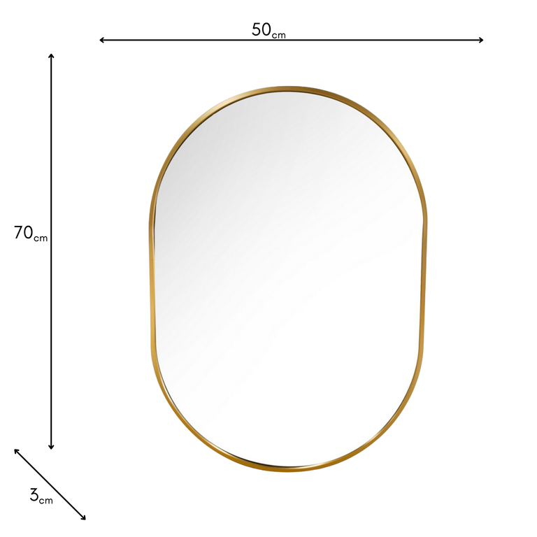 Modena Oval Wall Mirror Gold 50x70cm – Elegant Gold Mirror Décor