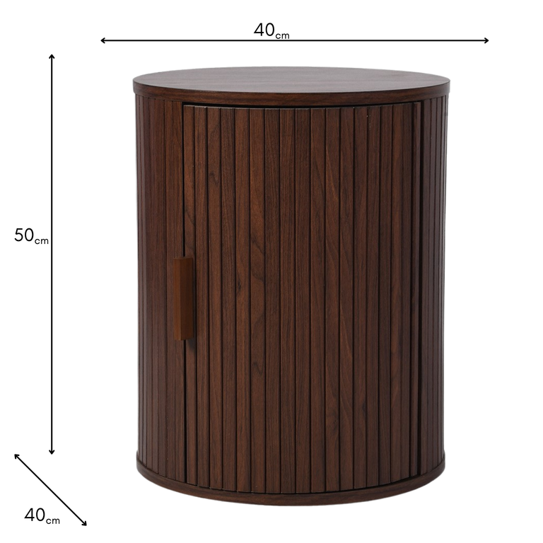 Walnut Round Bedside Cabinet – Modern Walnut Cabinet Side Table