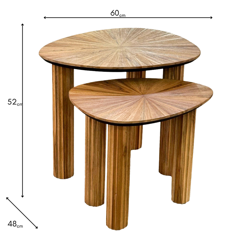 Ray Nest of 2 Side Tables in Ginger Teak – Wooden Nest of Side Tables