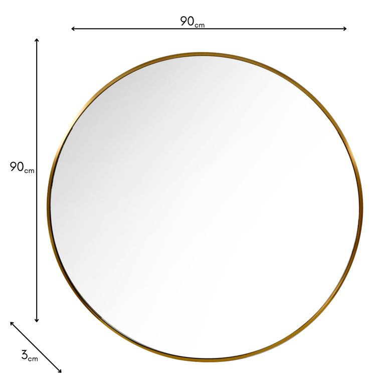 Modena Round Mirror Gold 90cm – Elegant Gold Wall Mirror