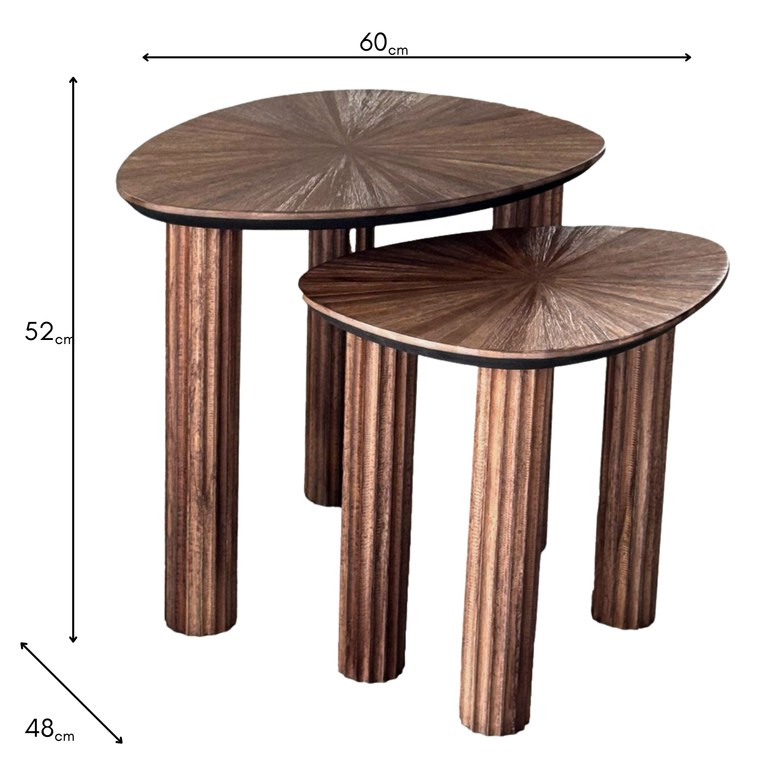 Ray Nest of 2 Side Tables Dark Teak | Wooden Side Tables Set