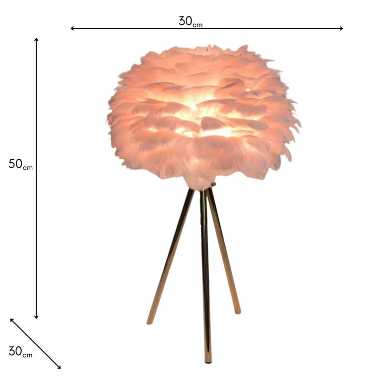 Pink Feather Table Lamp 50cm – Decorative Table Lamp Lighting