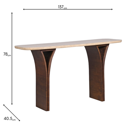 Clement Travertine Console Table – Modern Narrow Console with Marble Top