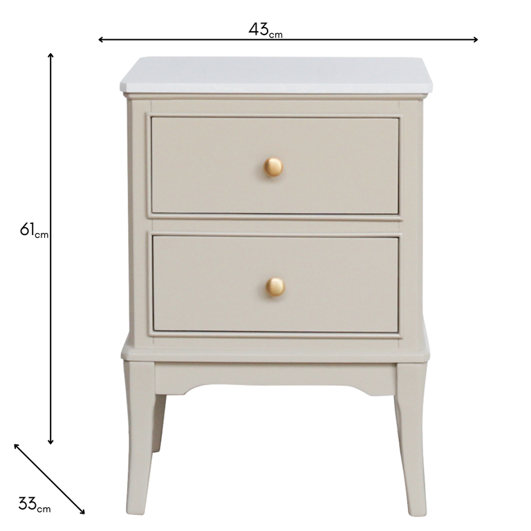 Monroe 2-Drawer Accent Table With Marble Top – Stone Side Table