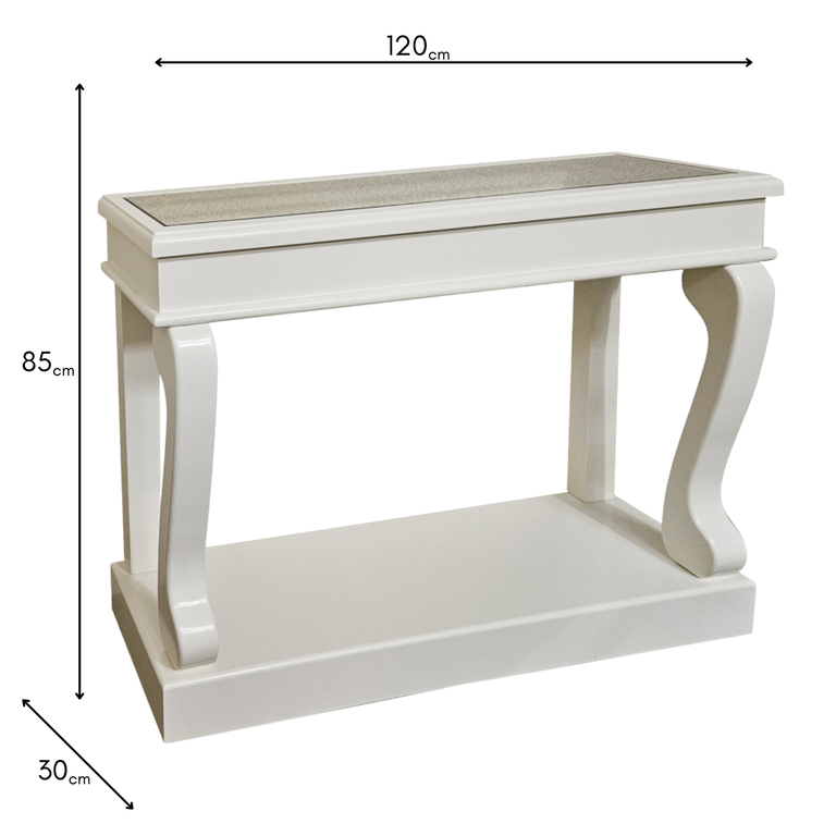 Scroll Console Table 120cm Ivory – Antique Mirror Wooden Console