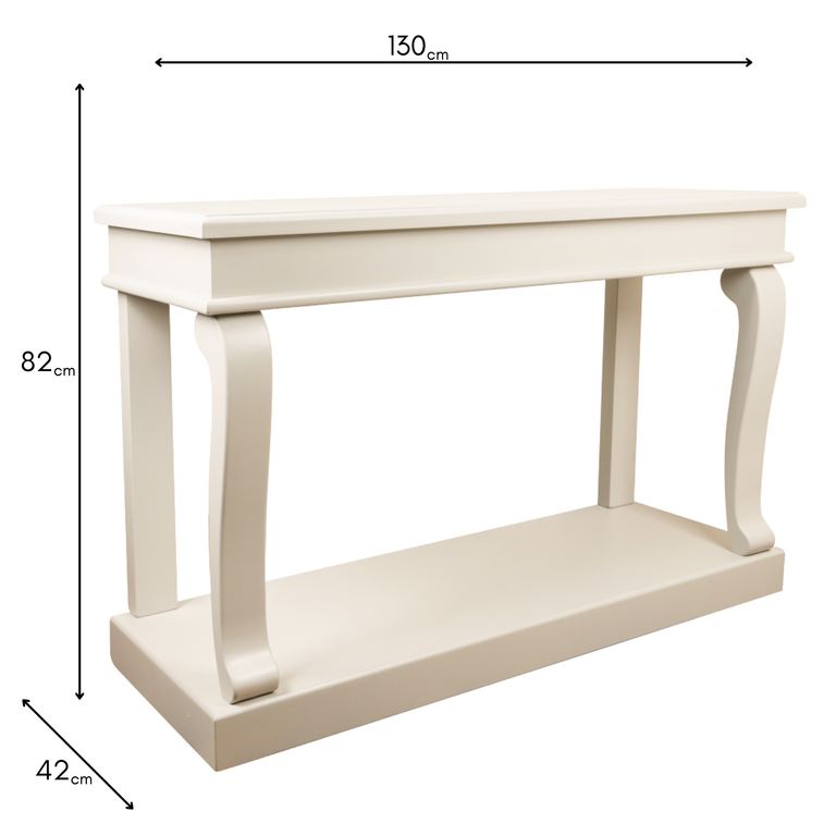 Scroll Ivory 130 cm Wooden Console Table – Elegant Living Room Furniture
