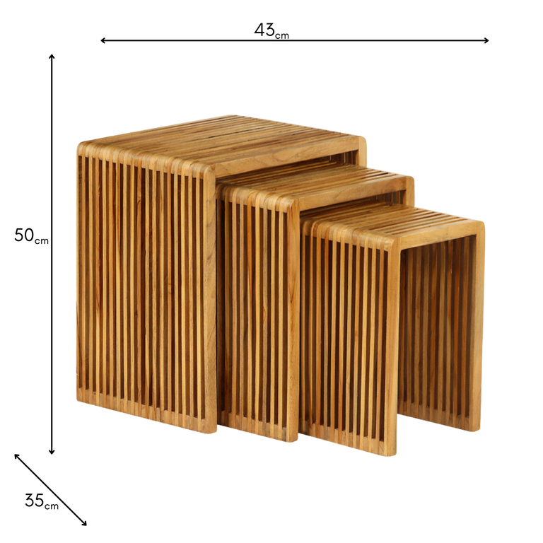 Bari Teak Nest of Tables – Side, End & Occasional Table Set