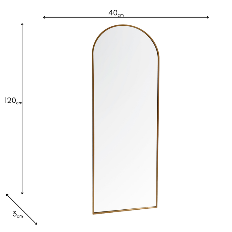Modena Gold Arch Wall Mirror 40x120 cm – Elegant Arch Mirror Design