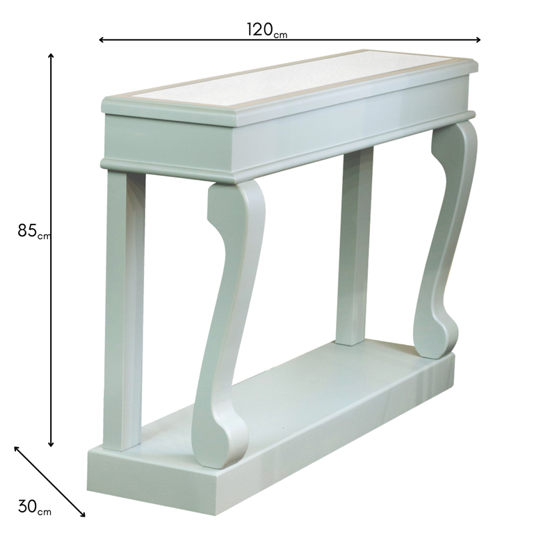 Scroll Sage 120cm Console Table in Antique Mirror | Scroll Console Table