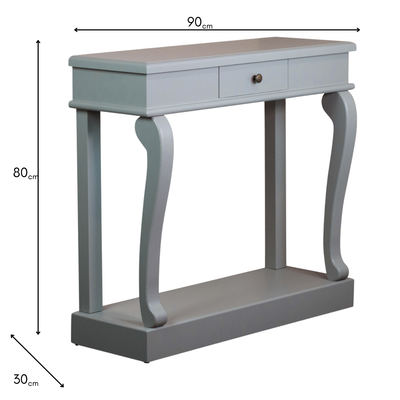 Scroll Mink 90cm Console Table with Drawer – Wooden Scroll Console