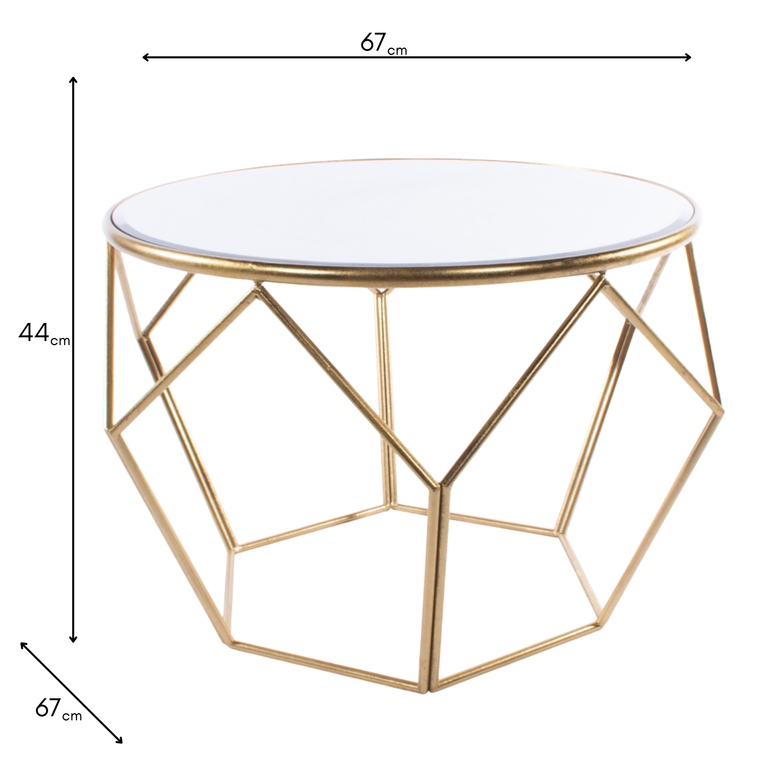 Geometric Mirrored Gold End Table – Modern Accent Side Table