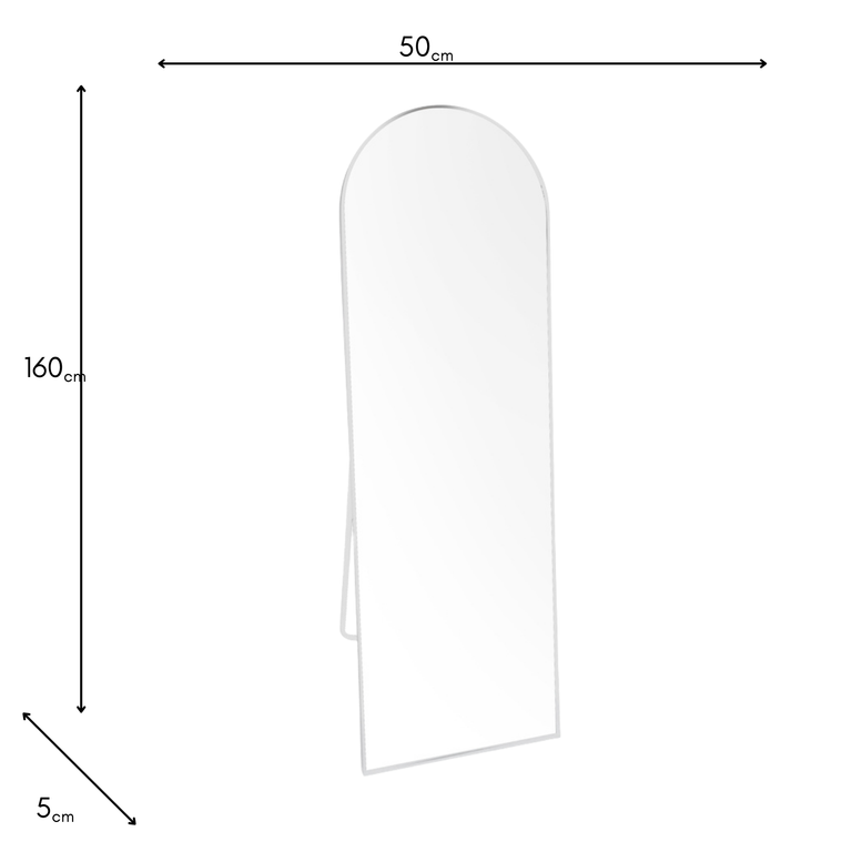 Modena Floor Standing Mirror White 160cm – Modern Full-Length Floor Mirror
