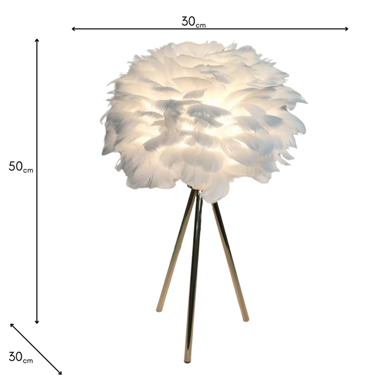 White Feather Table Lamp 50cm – Elegant Decorative Table Lamp
