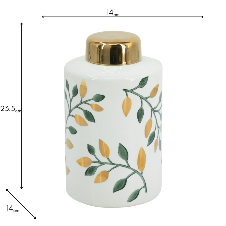 Lidded Ceramic Jar Green & Gold – Centerpiece Home Accessories