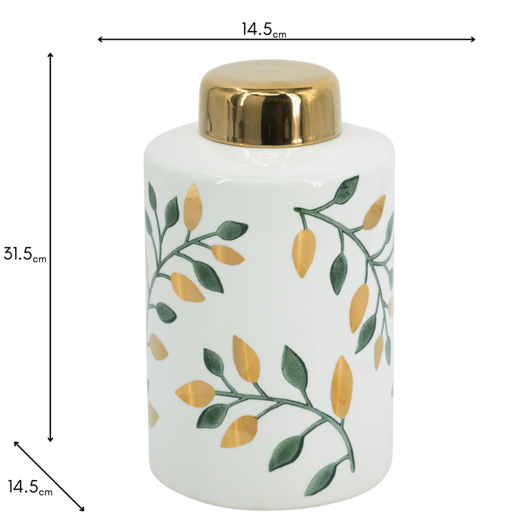 Green & Gold Ceramic Jar 31.5 cm – Centerpiece Home Accessories