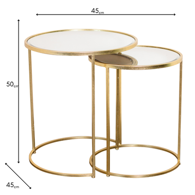 Avery Gold Nest of 2 Side Tables – Modern Mirrored Side Table Set