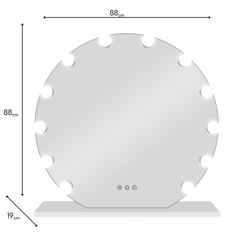 Hollywood Round LED Mirror XL 90cm – Mirror with Bulbs