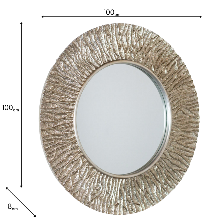 Kelsey Round Mirror Champagne 100cm – Elegant Wall Mirror Design