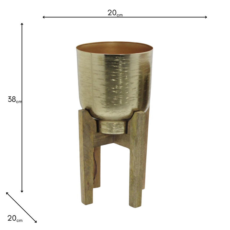 Small Gold Planter with Mango Stand – Premium Home Accessories
