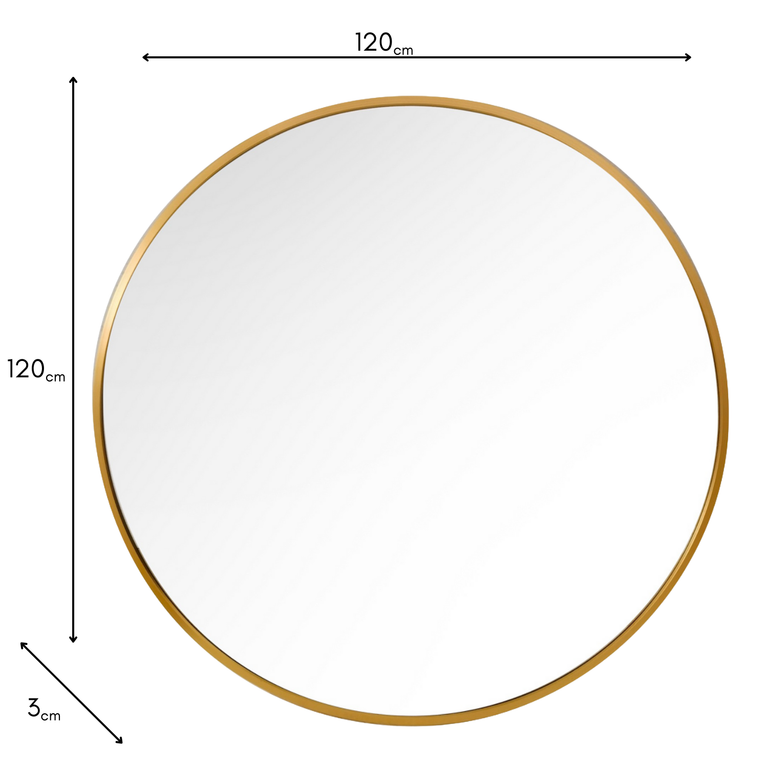 Modena 120 cm Gold Round Wall Mirror – Elegant Modern Mirror