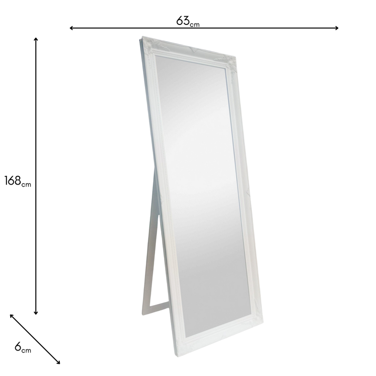 Chateau Wide Cheval Mirror Biscuit – Elegant Rectangle Floor Mirror