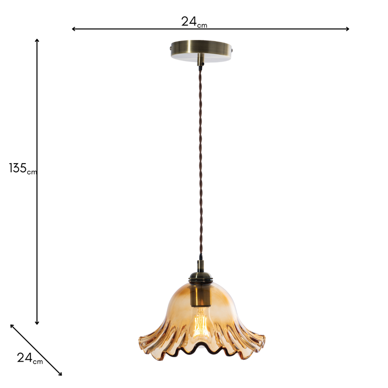 Sarina Glass Pendant Light with Twisted Flex – Modern Ceiling Pendant