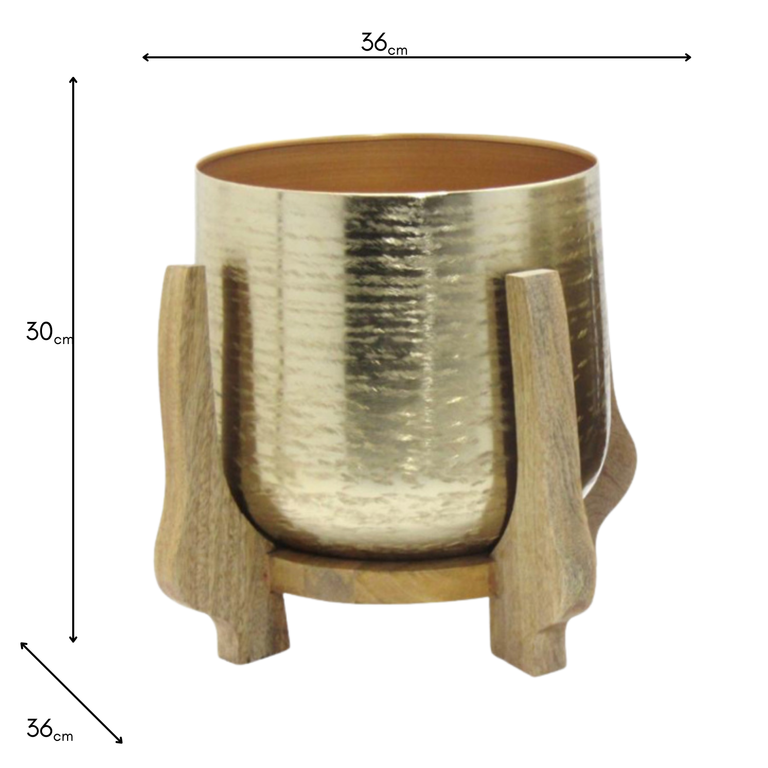 Chandra Large Planter with Mango Stand – Gold Home Accessory