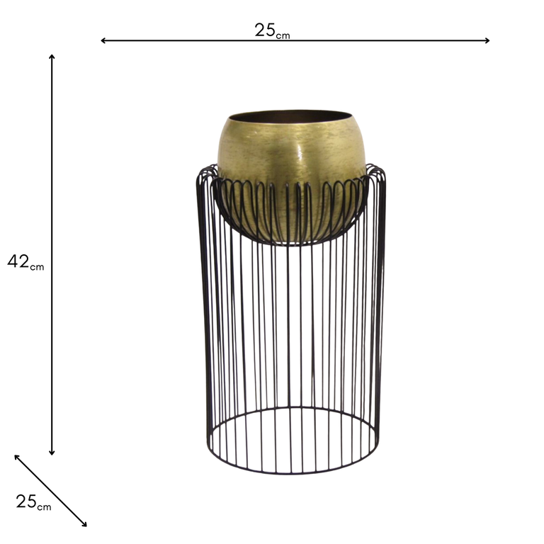 Misha Brass Black Planter with Stand – Small Modern Plant Stand