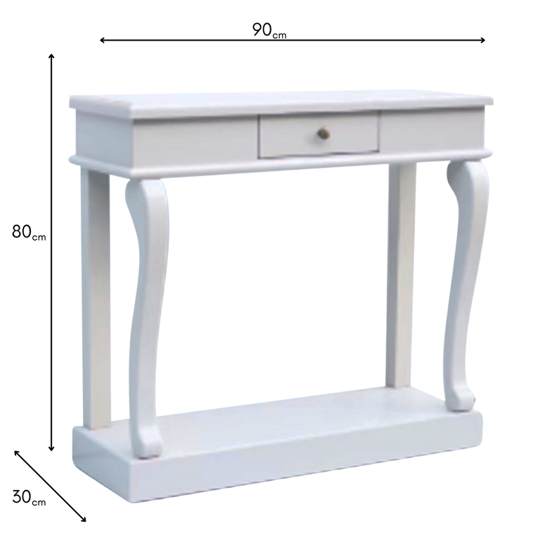Scroll Console Table with Drawer 90cm Grey – Elegant Console Table