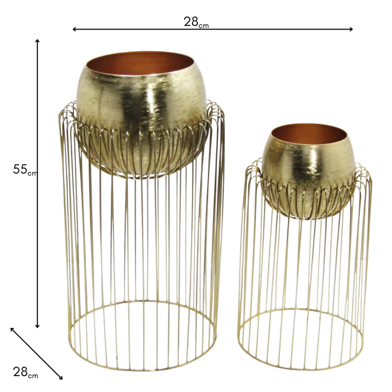 Misha Gold Planters – Set of 2 Planter Pots with Stand