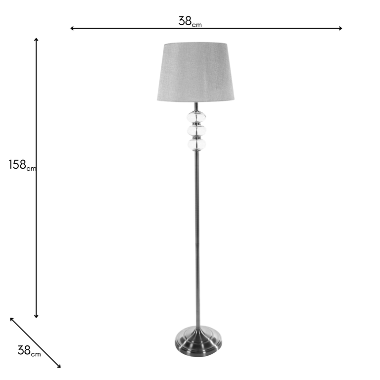 Jane Silver Grey Floor Lamp – Elegant Crystal Lamp for Floor Lighting
