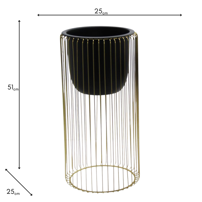 Ria Planter With Stand Black/Gold – Large Planter Pot for Home