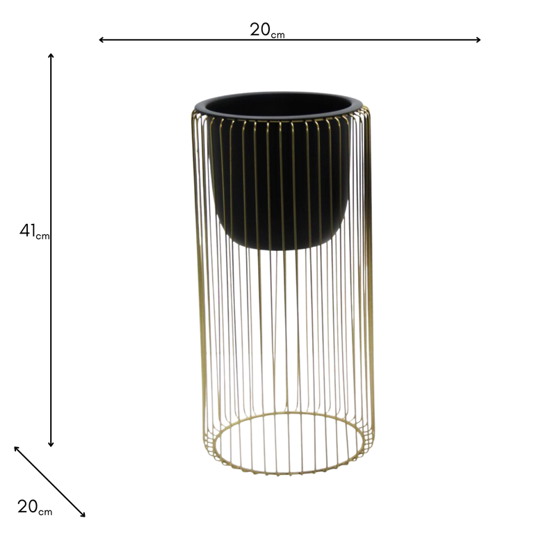 Ria Planter With Stand – Stylish Black & Gold Planter Pot