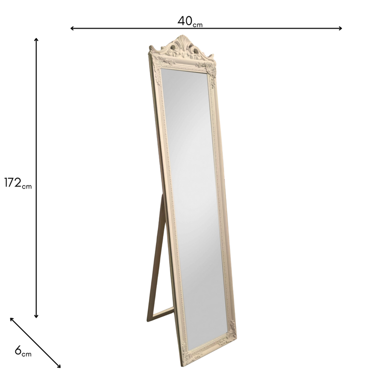 Chateau Cheval Biscuit Mirror – Full Length Rectangular Floor Mirror