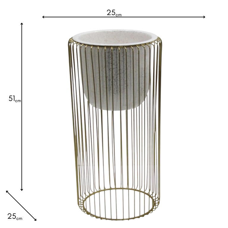 Ria Large Planter Pot White/Gold – Chic Indoor Home Accessory