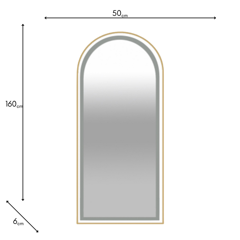 Modena LED Cheval Arch Mirror Gold – Full-Length Floor Mirror