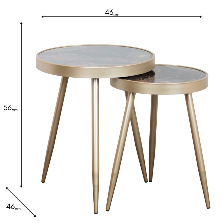 Nyra Gold Nest of Tables – Stylish Side Tables for Living Rooms
