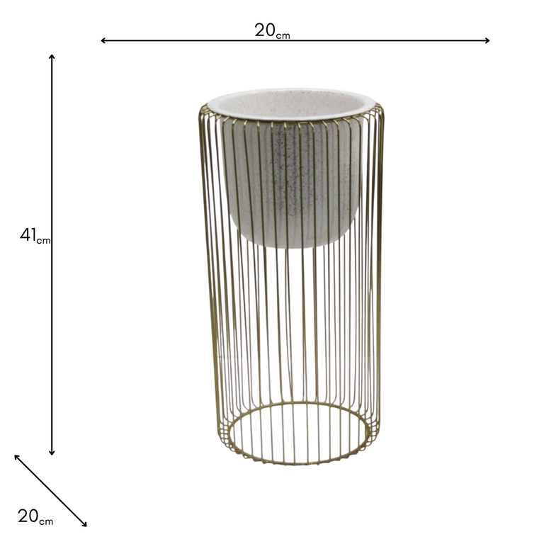 Ria White/Gold Small Planter With Stand – Modern Home Accessory