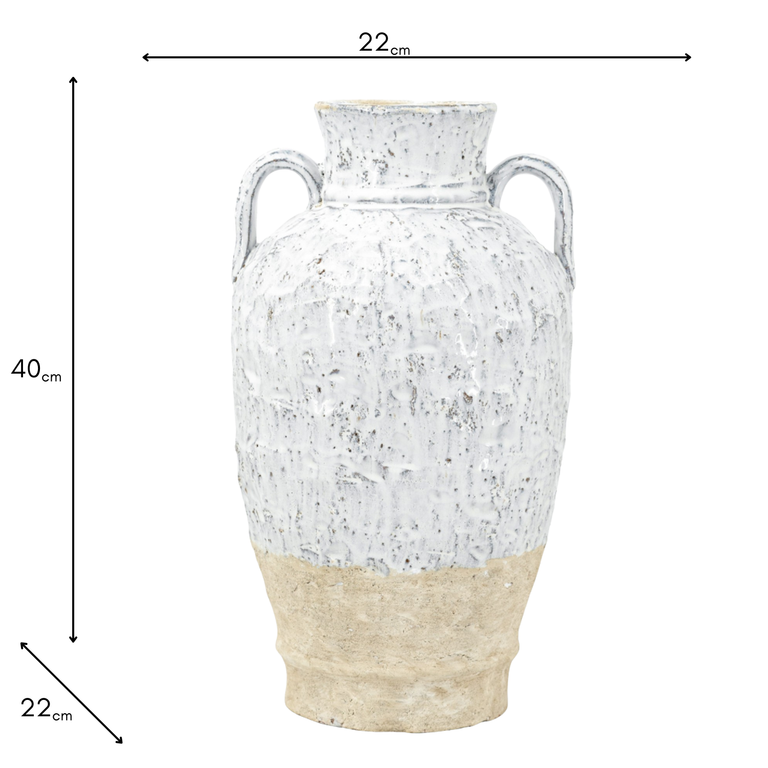 Two Handled Flower Vase 40 cm – Rustic Decorative Terracotta Vase