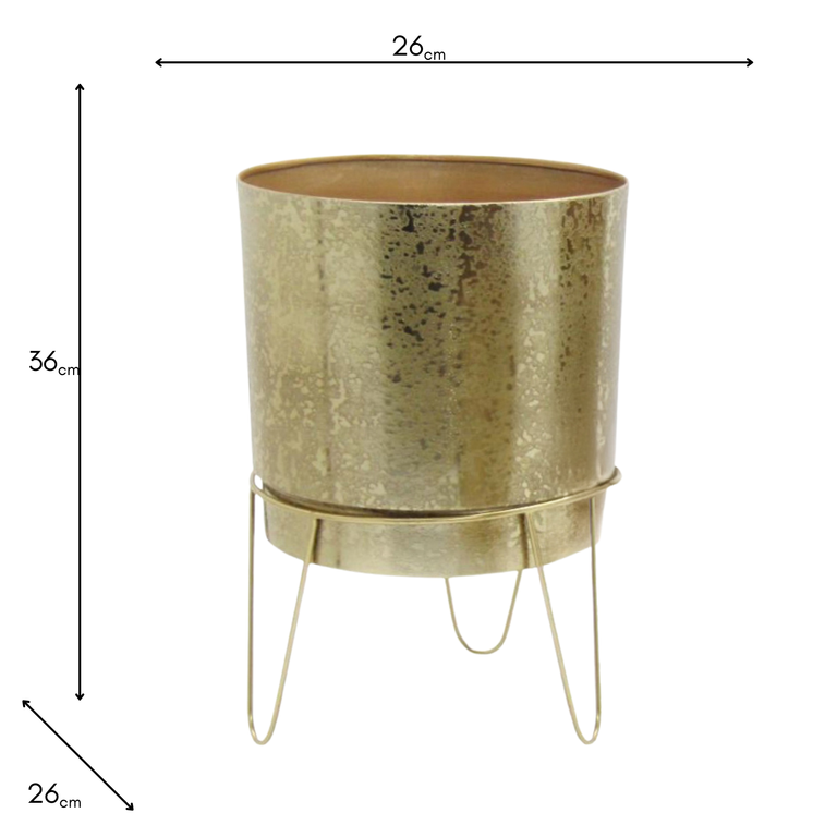 Anisha Large Planter With Gold Stand – Premium Gold Planter Pot